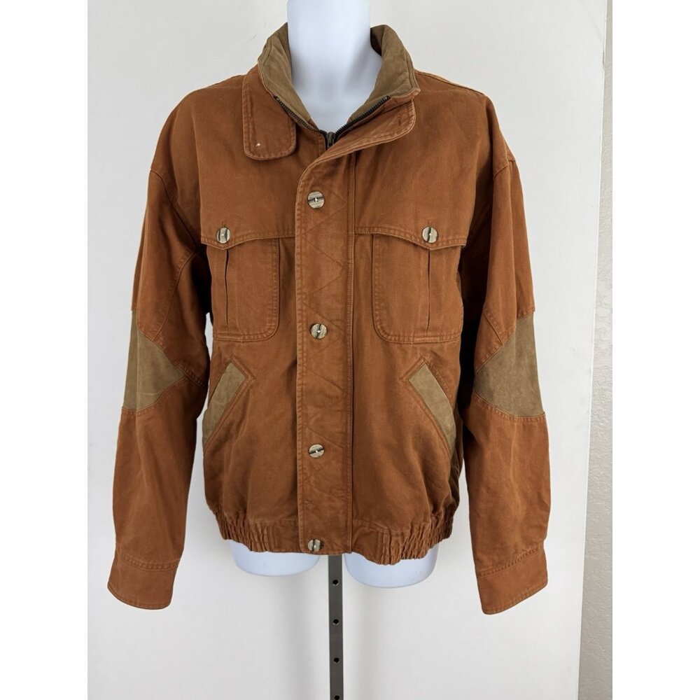 THE TERRITORY AHEAD Men's Rust Color Canvas Flannel Lined Bomber Jacket Sz L